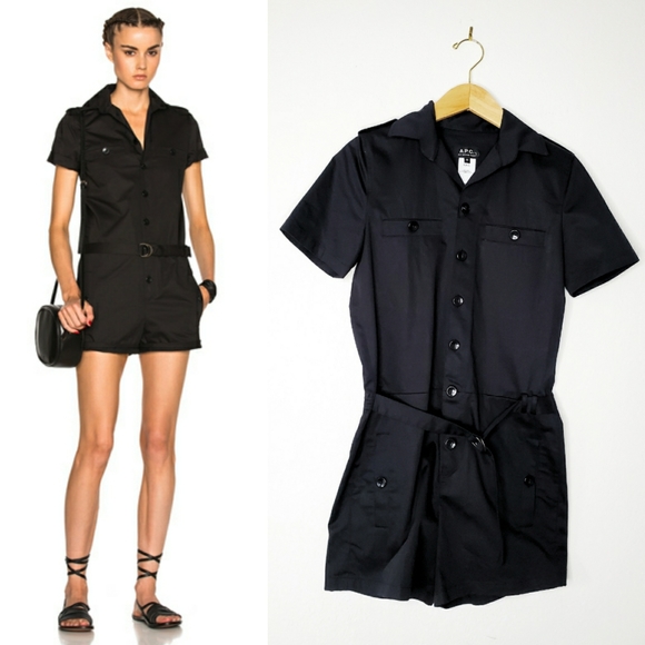 A.P.C. Jane Short Sleeve Romper In Black S. - Picture 1 of 7